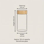 Glass Spice Jar Set with Wooden Bamboo & Rosewood Lids – 120ml with Labels, Kitchen Organisation