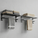Towel Rack Wall Mount – Foldable Double Bar Aluminum with Shelf and Hooks for Bathroom
