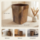 Square Wood Grain Waste Bin – 12L Open Top Trash Can for Bathroom Bedroom Office