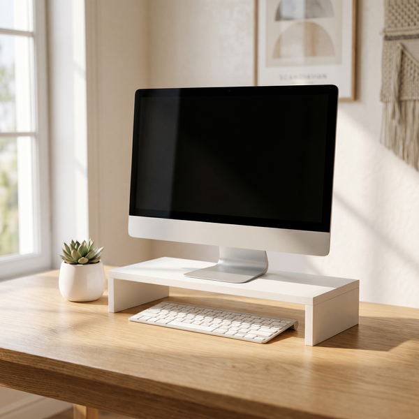 Desktop Monitor Riser with Under-Shelf Storage – Home Office Desk Organizer Stand