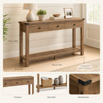 Console Table with Drawers – Narrow Entryway Storage Shelf, Wood Hallway Accent Furniture