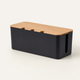 Cable Management Box with Bamboo Lid – Cord Organizer for Desk Power Strip and TV Wires