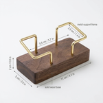 Business Card Holder – Wood and Metal Stand for Office Desk, Name Cards, Affirmation Display