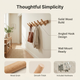 Wood Peg Hook Rail – 5 Hook Wall Mounted Coat Rack Entryway Hallway Organizer