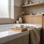 Bamboo Soap Dish – Draining Slat Design for Bathroom, Kitchen, Shower, Natural Wood Soap Holder
