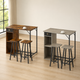 3-Piece Bar Table Set with Storage – Small Space Dining, Industrial Kitchen Breakfast Nook with 2 Stools