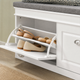 Shoe Storage Bench with Cushion – 2 Flip Drawers Entryway Seat White Hallway