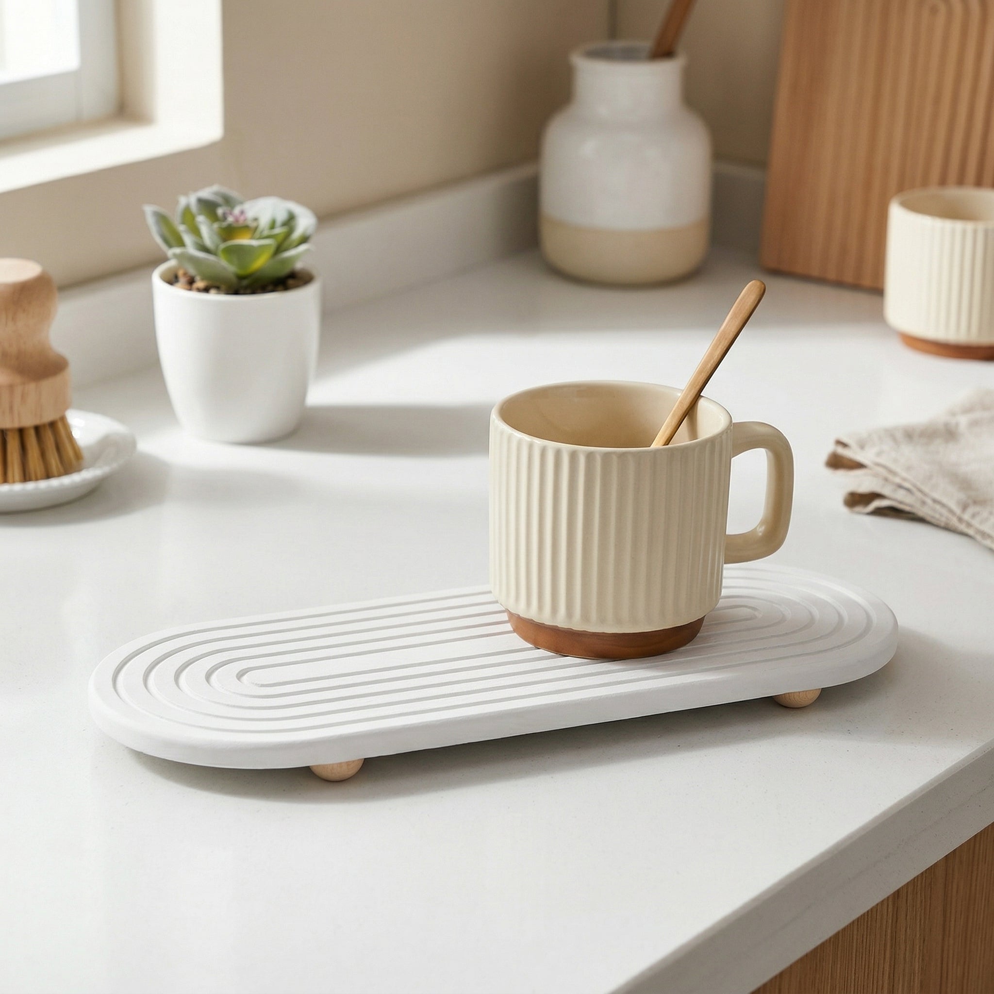 Diatomite Drying Tray – Quick Dry Draining Board for Soap, Bathroom Sink Organizer, Kitchen