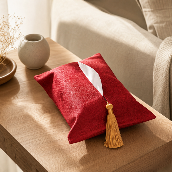 Fabric Tissue Box Cover – Tassel Detail, Living Room Desk Car Organizer, Minimalist Home