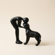 Abstract Human and Dog Sculpture – Minimalist Figurine for Desk, Shelf, Living Room Decor