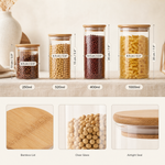 Glass Storage Jar with Wood Lid – Airtight Kitchen Canister for Tea Coffee Sugar
