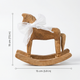 Wooden Rocking Horse Figurine – Hand Carved Detail with Fabric Bow for Decor