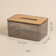 Tissue Holder with Bamboo Cover – Modern Minimalist Organizer for Desk Vanity Countertop Storage