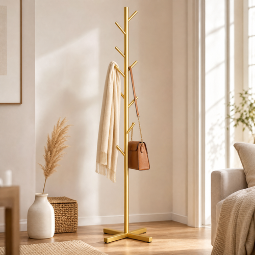 Tree Branch Coat Rack – Freestanding Floor Stand for Bedroom Entryway, 8 Hooks