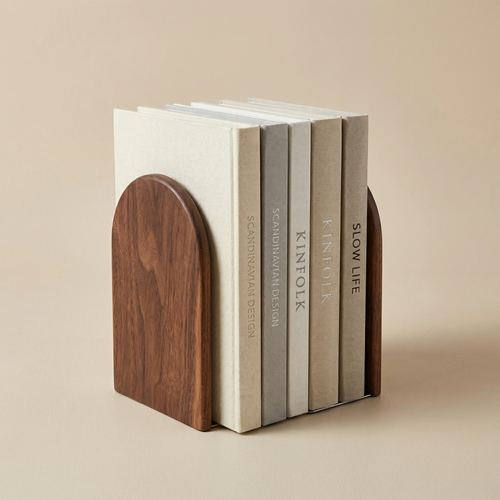 Wooden Book Shelf Bookend – Minimalist Solid Wood Support for Books & Shelf Organisation