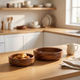 Walnut Wood Bowl – Natural Wooden Salad and Fruit Serving Basin, Minimalist Dining Room Tableware