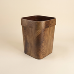 Square Wood Grain Waste Bin – 12L Open Top Trash Can for Bathroom Bedroom Office