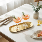 Gold Serving Tray – Stainless Steel Oval Tray for Desserts, Drinks, Jewelry, Vanity, Bathroom & Kitchen