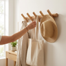 Wood Peg Hook Rail – 5 Hook Wall Mounted Coat Rack Entryway Hallway Organizer