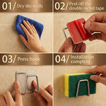 Adhesive Kitchen Hooks – Space Saving Stainless Steel Holder for Sponges, Cutting Boards & Cabinet Doors
