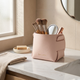 PU Leather Storage Basket – Folding Desktop Organizer for Pens Keys Cosmetics Minimalist Home Decor
