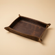 Genuine Leather Valet Tray – Foldable Catchall for Keys Coins Watch Desk Organizer