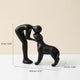 Abstract Human and Dog Sculpture – Minimalist Figurine for Desk, Shelf, Living Room Decor