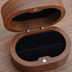 Oval Walnut Ring Box – Solid Wood Jewelry Case for Proposal, Wedding, Gift Giving