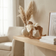 Wooden Rocking Horse Figurine – Hand Carved Detail with Fabric Bow for Decor