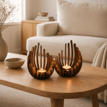 Wooden Lotus Candle Holder – Hand-Assembled Tealight Centerpiece for Table Home Decor