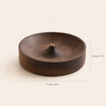 Solid Wood Incense Holder – Round Ash Catcher Tray for Sticks, Zen Home Decor