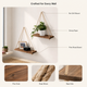 Wood Rope Hanging Wall Shelf – Pine Floating Shelves for Plants Home Decor Display