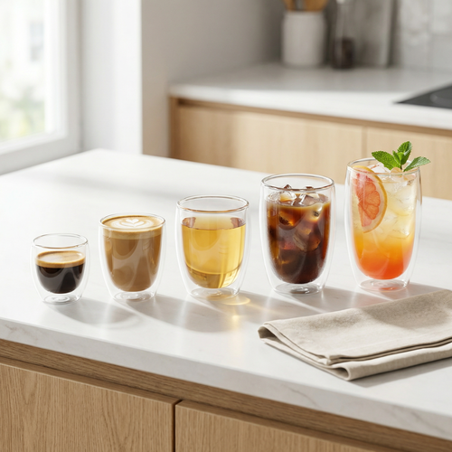 Double Wall Glass Mug – Heat resistant borosilicate cup for coffee tea espresso and iced drinks