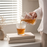 Glacier Texture Glass – Sculptural Clear Drinking Cup for Tea Coffee Water Home Bar