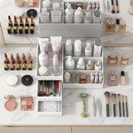 Compact Cosmetic Storage Box - Multi-Purpose Desk & Makeup, bathroom counter Organizer, bedroom vanity storage