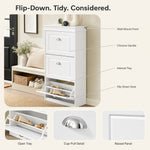 Shoe Cabinet with 3 Flip Drawers – Slim Entryway Storage Rack, White Grey Black