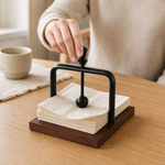 Napkin Holder for Table – Wood Base Metal Frame Cafe Restaurant Kitchen Decor
