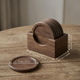 Wooden Coaster Set with Holder – 6 Round Coasters with Storage Stand for Kitchen & Living Room