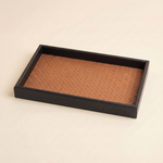 Decorative Storage Tray Woven PU Leather – Desk Vanity Jewelry Organizer Home Decor