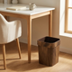Square Wood Grain Waste Bin – 12L Open Top Trash Can for Bathroom Bedroom Office
