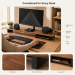 Monitor Stand with Side Shelf – Desk Organizer Screen Riser Ergonomic Office Storage