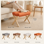 Cushioned Folding Footstool – Solid Wood X-Frame Entryway Bench Sofa Foot Rest
