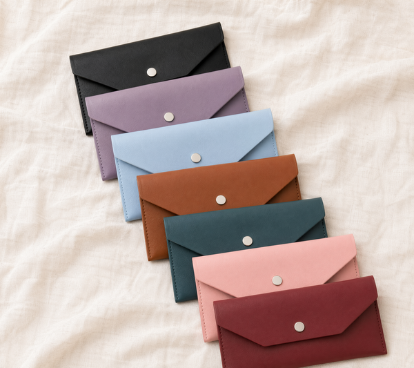 Slim Cash Envelope Wallet – PU Leather Snap Pouch Budget Organizer Women Purse