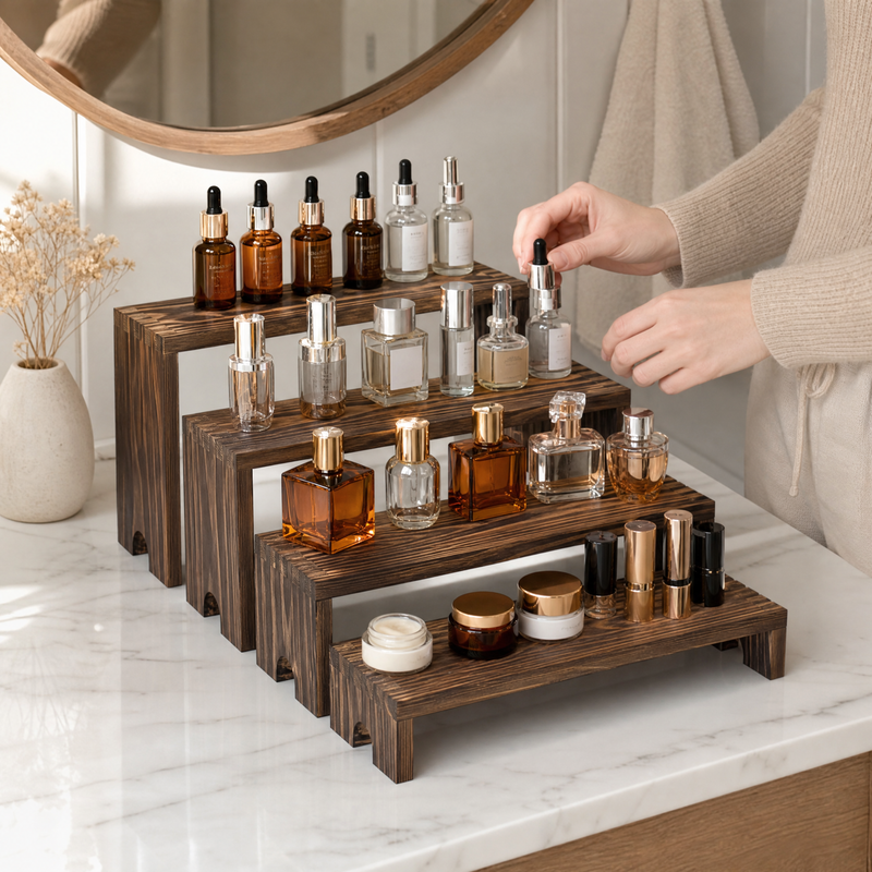 Ensemble de rehausseurs empilables en bois — Présentoir à niveaux pour événements, cupcakes et décoration
