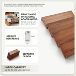 4 Tier Spice Rack Organizer for Drawer – Natural Acacia Wood Cabinet Storage Tray