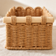 Woven Storage Basket with Wood Handles – Scallop Edge Organizer for Bathroom Desk