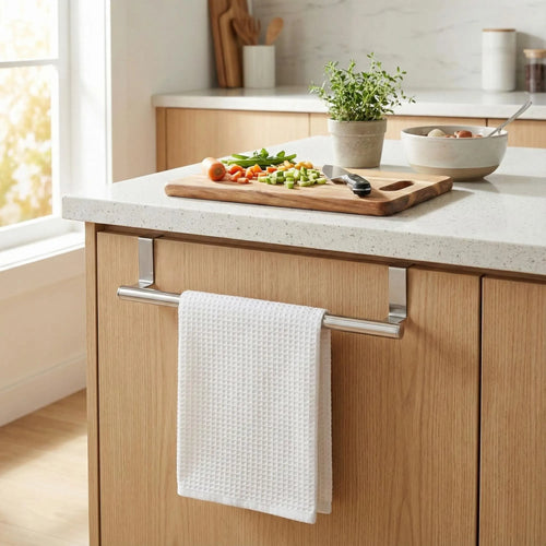 Stainless Steel Over Cabinet Towel Rack – Kitchen & Bathroom Organizer