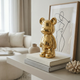 Metallic Ceramic Teddy Bear Statue – Modern Home Decor