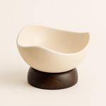 Ceramic Jewelry Dish with Wood Base – Ring Tray Earring Organizer Vanity Decor