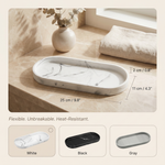Oval Soap Tray – Silicone Bathroom Counter Organizer, Kitchen Sink Tray, Waterproof Vanity Holder